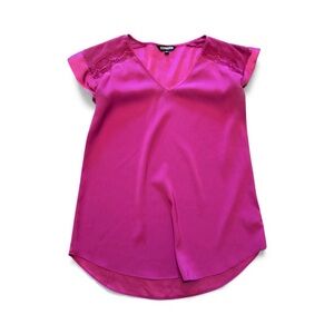 Express Magenta Blouse with Lace Details